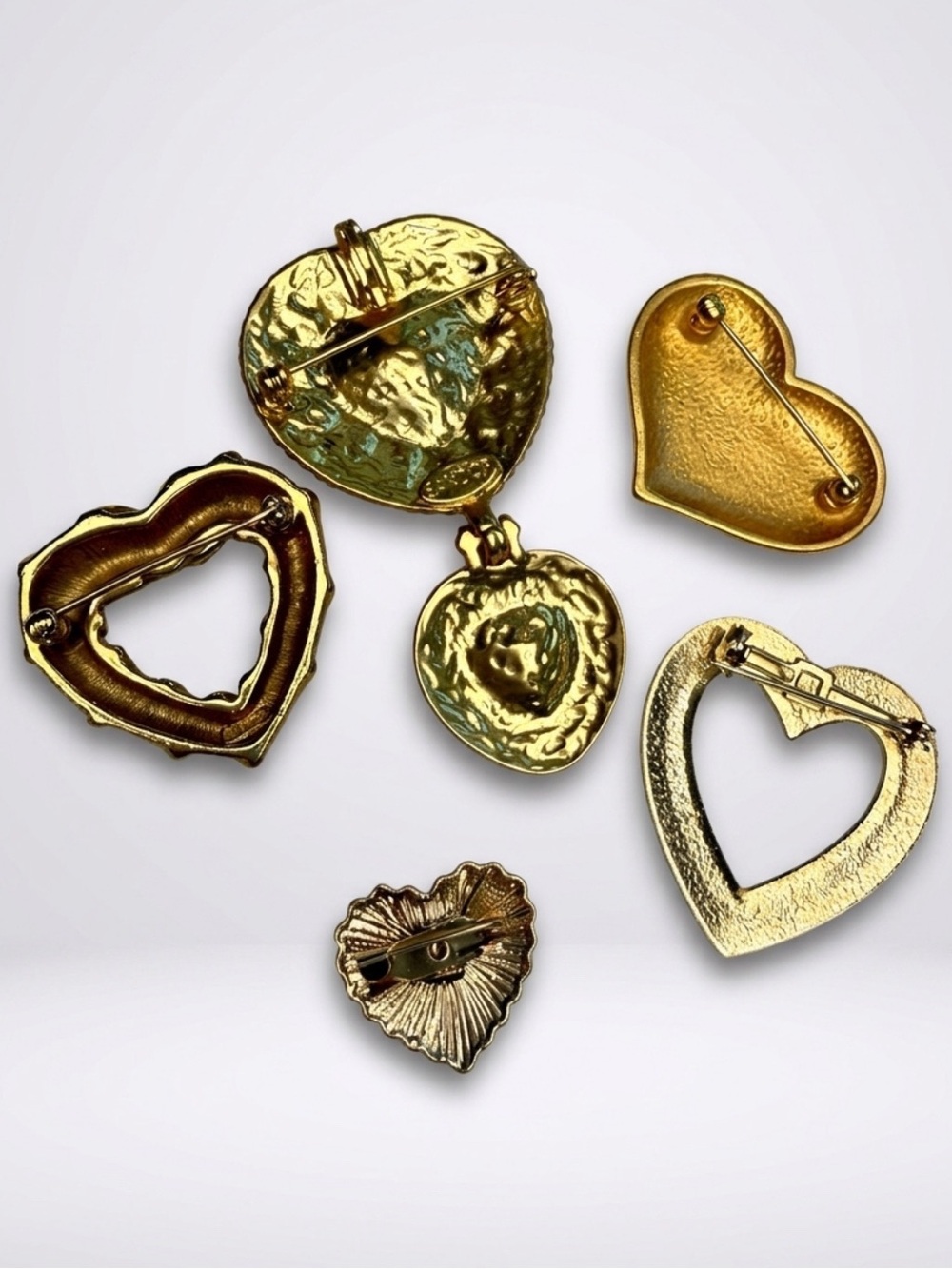 Vintage-Modern-Fashion 5-Brooch Bundle: Hearts, Sandor etc, GUC - Picture 7 of 13